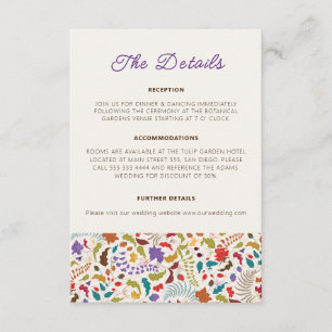 Carte D'accompagnement Mariage Jardin de fleurs exotiques Wild Rose Woods