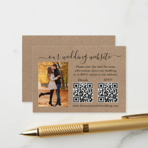 Carte D'accompagnement Mariage Kraft RSVP Détails Photo 2 QR