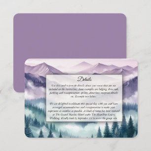 Carte D'accompagnement Mariage Lavande givré dans la brume alpine