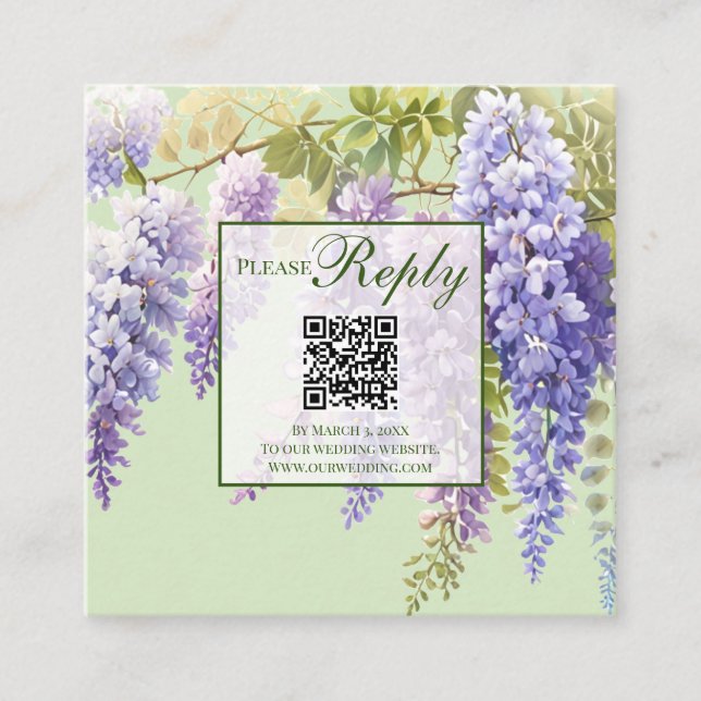 Carte D'accompagnement Mariage lilas de la glycine florale violette (Devant)