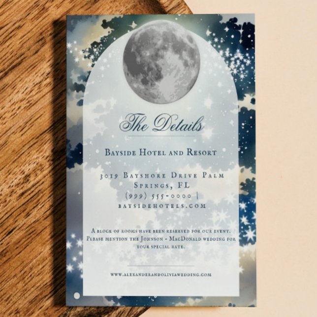 Carte D'accompagnement Mariage lunaire de nuit (Lunar Night Sky Wedding Enclosure Card)