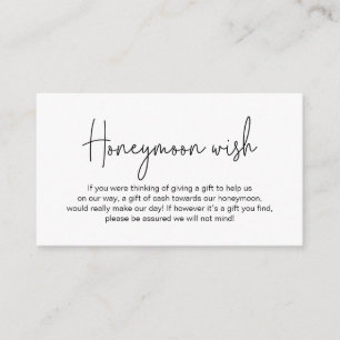 Carte D'accompagnement Mariage Lune de miel souhait, Script manuscrit mod