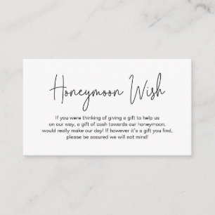 Carte D'accompagnement Mariage Lune de miel souhait, Script manuscrit mod