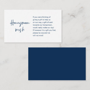 Carte D'accompagnement Mariage Lune de miel Souhaite ou Fonds, bleu marin