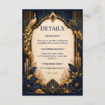 Mariage luxueux détails paon gatsby or marine