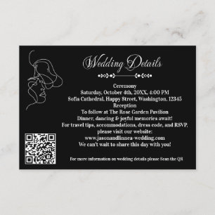 Carte D'accompagnement Mariage Luxueux Noir & Blanc Chic Couple Artistiqu