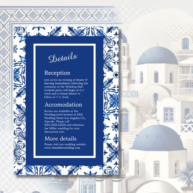 Carte D'accompagnement Mariage méditerranéen bleu de Santorin (Créateur téléchargé)