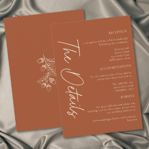 Carte D'accompagnement Mariage minimaliste automnal Terracotta Rouille Fe
