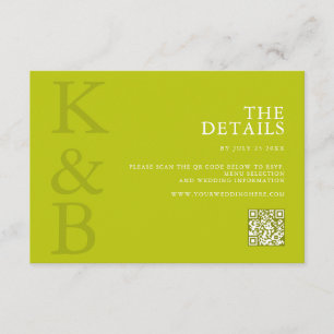 Carte D'accompagnement Mariage minimaliste chartreuse moderne