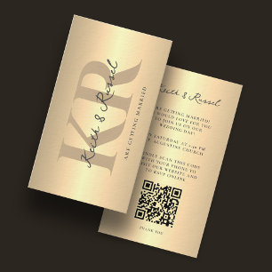 Carte D'accompagnement Mariage minimaliste élégant QR Code Gold Invitatio