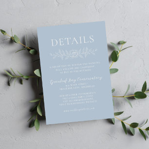 Carte D'accompagnement Mariage Minimaliste Fleur Bleu Glace 1