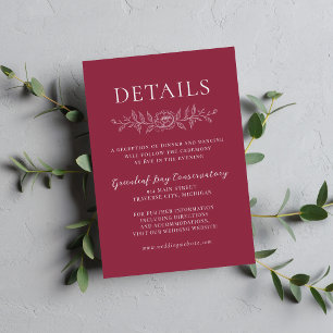 Carte D'accompagnement Mariage Minimaliste Floral Simplicité 1 Claret