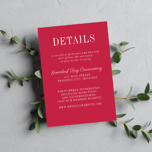 Carte D'accompagnement Mariage Minimaliste Floral Simplicité 2 Framboise