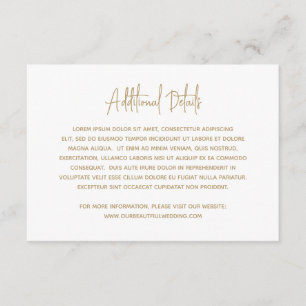 Carte D'accompagnement Mariage minimaliste Gold Modern