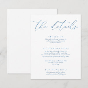 Carte D'accompagnement Mariage minimaliste moderne bleu et blanc poussiér