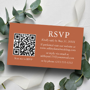Carte D'accompagnement Mariage minimaliste Terracotta QR RSVP