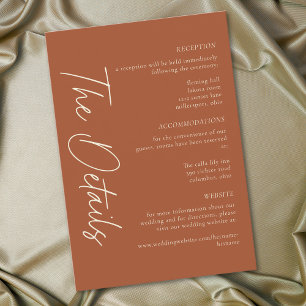 Carte D'accompagnement Mariage minimaliste terracotta rouille élégant