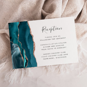 Carte D'accompagnement Mariage Moderne Argent Or Rose Agate Réception