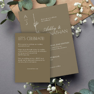 Carte D'accompagnement Mariage moderne avec séparateur floral organique