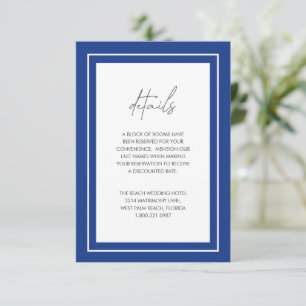 Carte D'accompagnement Mariage Moderne Bleu Saphir avec Bordure Gras