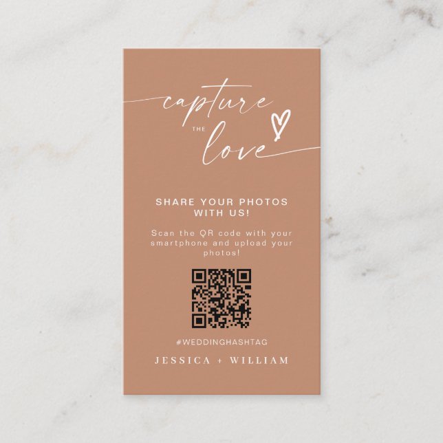 Carte D'accompagnement Mariage moderne Capter l'amour Qr Code (Devant)
