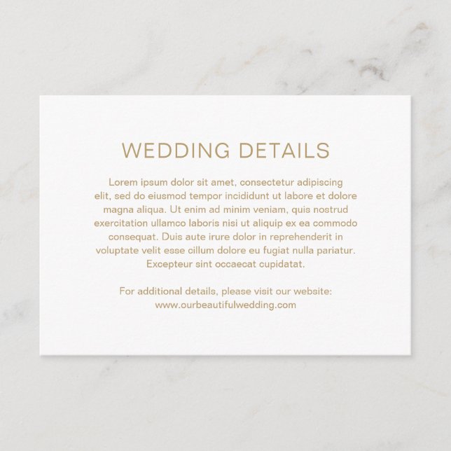 Carte D'accompagnement Mariage moderne Chelsea Gold (Devant)