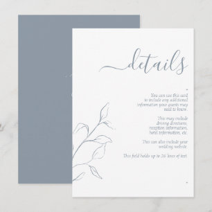 Carte D'accompagnement Mariage moderne Dusty Blue Script Détails Boîtier
