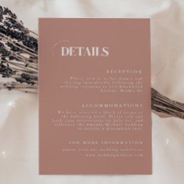 Carte D'accompagnement Mariage moderne Dusty Rose Détails