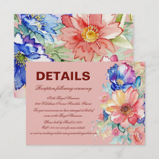 Carte D'accompagnement Mariage Moderne Fleur Rose Corail Gras
