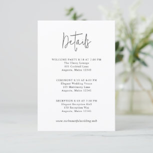 Carte D'accompagnement Mariage Moderne Noir et Blanc Classique
