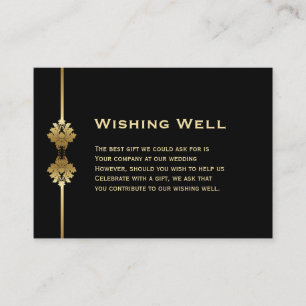 Carte D'accompagnement Mariage moderne noir et or Wishing well