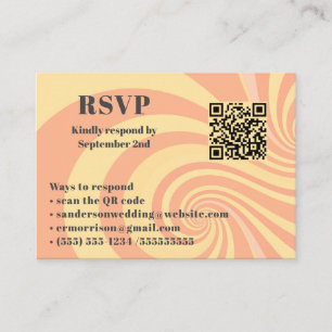 Carte D'accompagnement Mariage moderne rétro RSVP en ligne QR Code photo