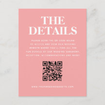 Mariage moderne rose orange QR Détails du code