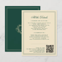 Mariage monogramme armoiries QR vert émeraude vint
