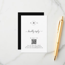Carte D'accompagnement Mariage Monogramme minimaliste Fleur sauvage tiré 