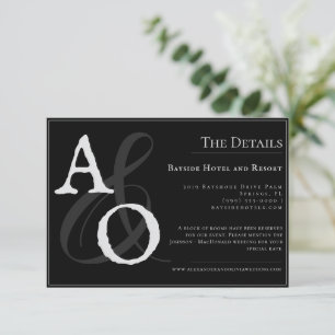 Carte D'accompagnement Mariage Monogramme minimaliste noir