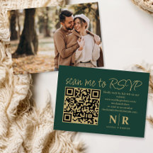 Mariage Monogramme QR Code RSVP Avec Élégant Photo