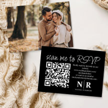Mariage Monogramme QR Code RSVP Avec Élégant Photo