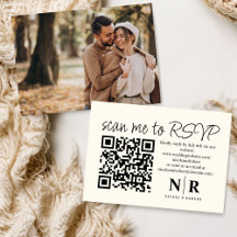 Mariage Monogramme QR Code RSVP Avec Élégant Photo