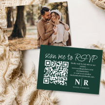 Mariage Monogramme QR Code RSVP Avec Élégant Photo