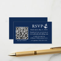 Mariage Nautical Navy Blue Ancre RSVP QR