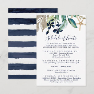 Carte D'accompagnement Mariage nautique moderne Week-end Horaire des évén