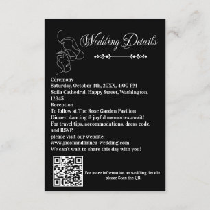 Carte D'accompagnement Mariage noir et blanc de luxe Chic Couple artistiq