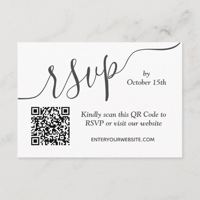 Carte D'accompagnement Mariage noir et blanc simple (Devant)