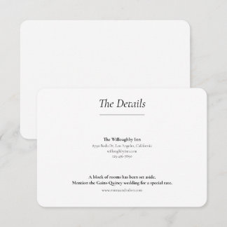 Carte D'accompagnement Mariage noir et blanc ultra minimaliste