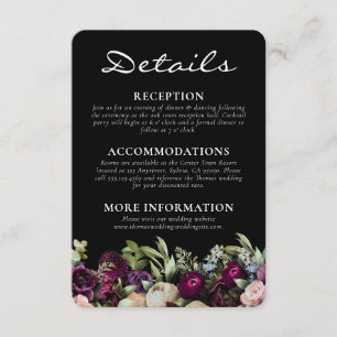 Carte D'accompagnement Mariage noir foncé romantique