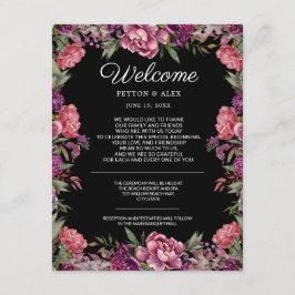 Carte D'accompagnement Mariage noir rose violet rose
