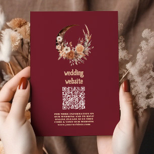 Carte D'accompagnement Mariage occidental floral Boho CODE QR