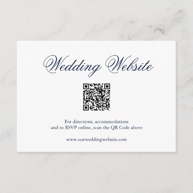 Carte D'accompagnement Mariage officiel du code QR bleu de la marine trad (Devant)