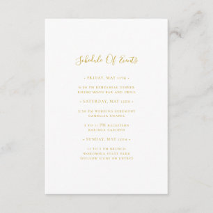 Carte D'accompagnement Mariage or simple élégant Calendrier des événement